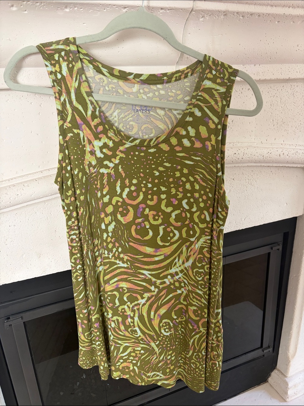 Logo Lively Olive Patterned Sleeveless Tank Top